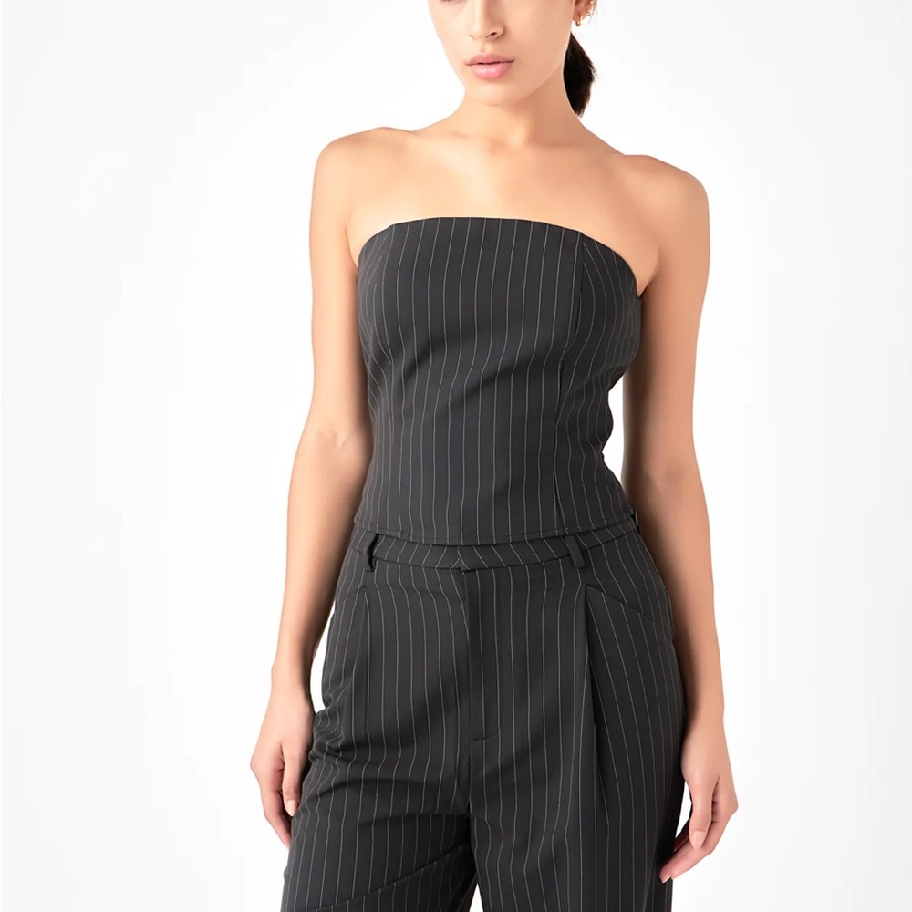 Grey Lab Pinstriped Tube Top Size Small